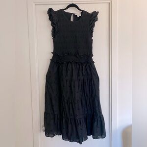 Cleobella black smocked eyelet dress, size L